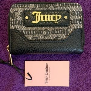 Juicy Couture Black and Gray Wallet with Gold Logo